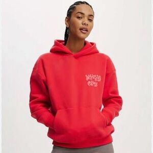 Cotton On Body Plush Premium Graphic Hoodie in Red